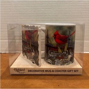 Highland Home Cardinal Mug and Coaster Gift Set When Angels Are Near Red Bird